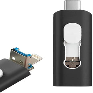 Pen Drive USB x32 GB Cool (3 En 1) Lightning/Tipo-C/USB Negro