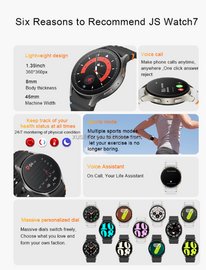 Smartwatch Deportivo 2025 con GPS JS Watch 7 Negro