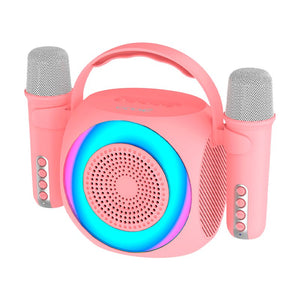 Altavoz Bluetooth Universal Música 6W COOL Mini Karaoke Party + 2 Micrófonos Rosa