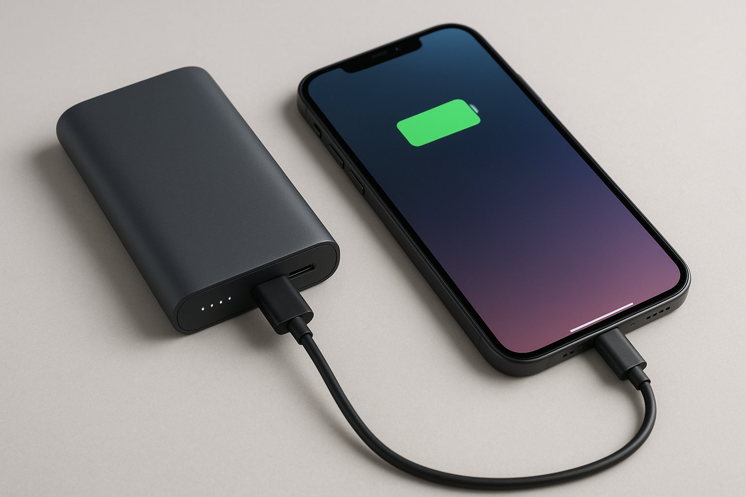 batería externa enchufada a un movil 