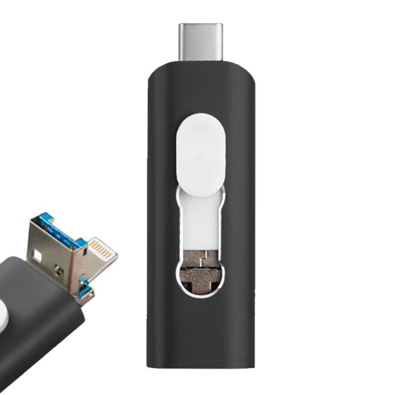 Pen Drive USB x32 GB COOL (3 En 1) Lightning / Tipo-C / USB Negro